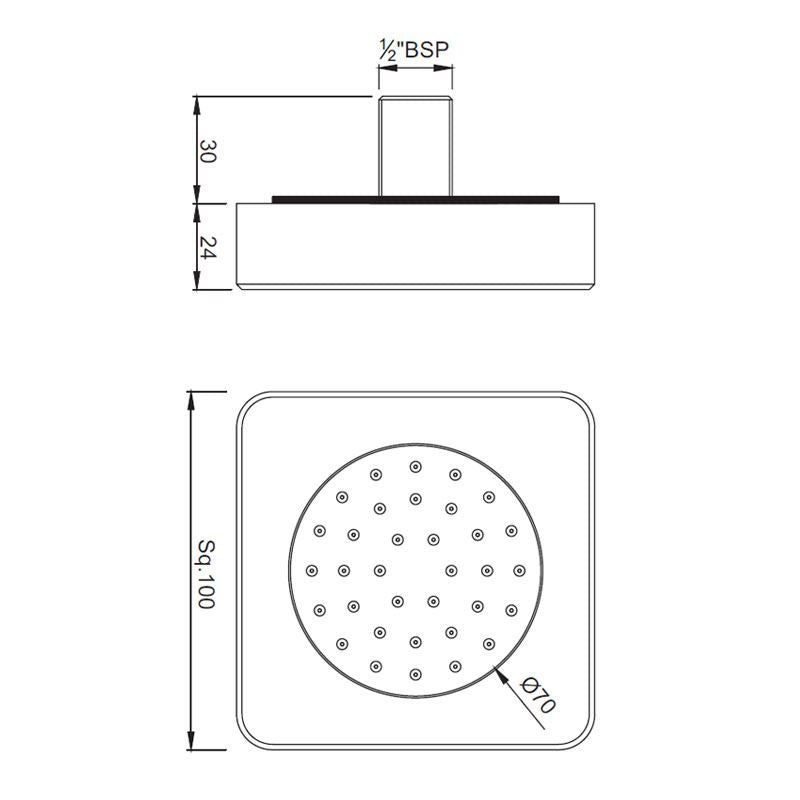 EXPOSED BODY SHOWER SQUARE - JAQUAR FAUCETS - ( CHROME - BODY SHOWER - 15x100 mm - 0.5inchX4inch )