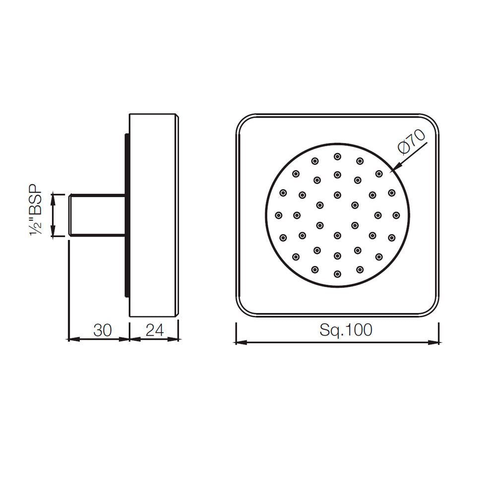 BODY SHOWER SQUARE - JAQUAR FAUCETS -  ( BLACK MATT - BODY SHOWER - 100x100 mm - 4inchX4inch )