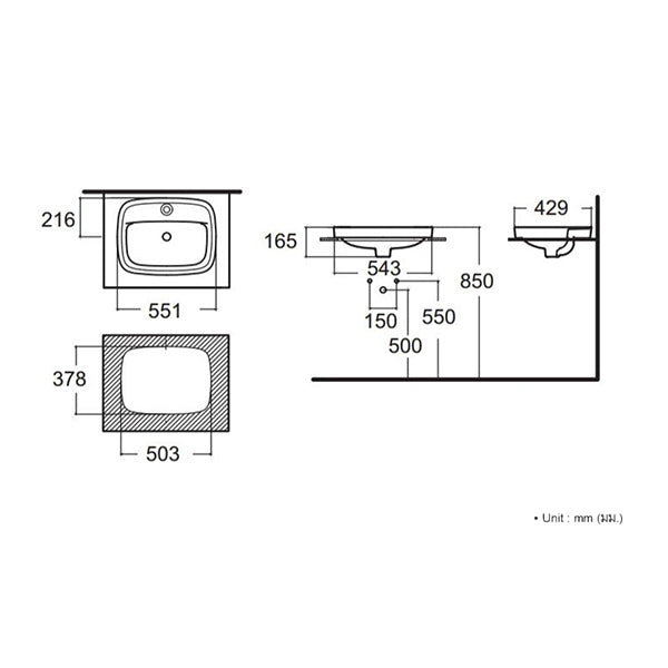 SIGNATURE 550MM COUNTER TOP WASH BASIN W/TAP HOLE - AMERICAN STANDARD - ( WHITE - SIGNATURE - 0x0 mm - 0inchX0inch )