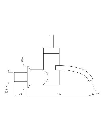 BIB COCK W/FLANGE - ARTIZE FAUCET -  ( CHROME - CELLINI - 0x15 mm - 0inchX0.5inch )