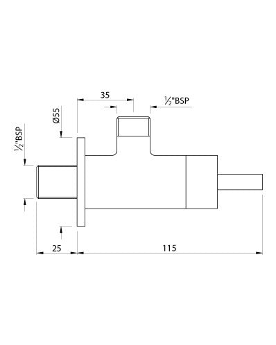 ANGLE COCK W/FLANGE - ARTIZE FAUCET -  ( CHROME - CELLINI - 0x15 mm - 0inchX0.5inch )