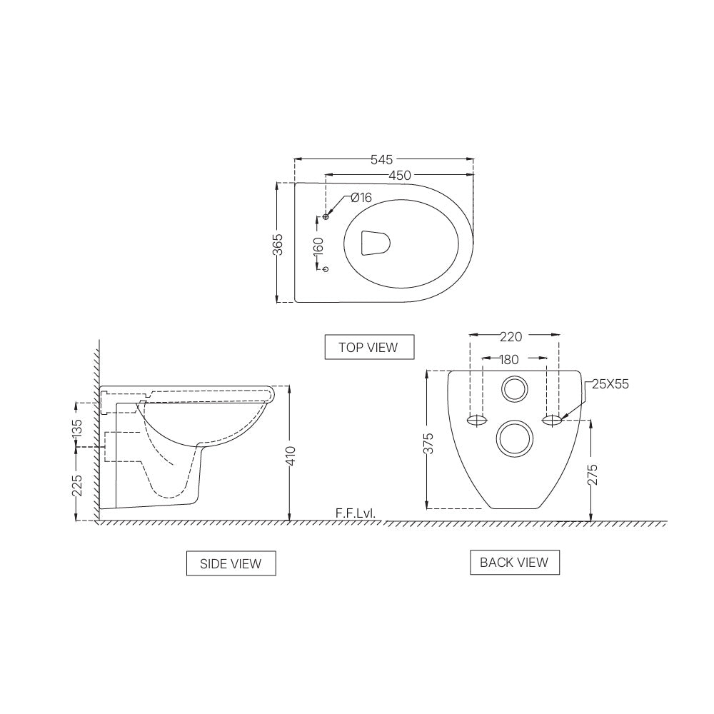WALL HUNG WC W/SOFT CLOSE SEAT COVER ( BOLT DISTANCE 9INCH) - ESSCO SWARE - ( WHITE - COSMO - 0x0 mm - 0inchx0inch )