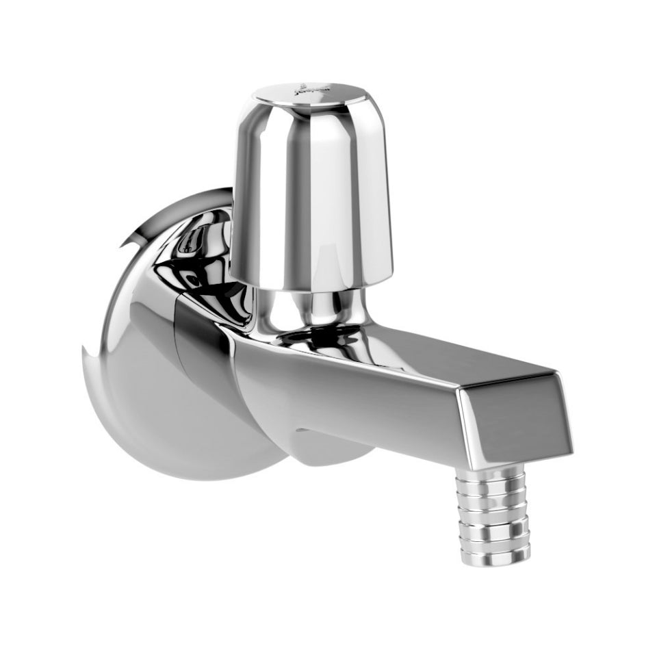 BIB COCK WITH NOZZLE & WALL FLANGE - JAQUAR FAUCETS -  ( CHROME - CONTINENTAL PRIME - 0x15 mm - 0inchX0.5inch )