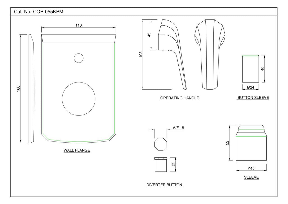 S.L.EXPOSED PARTS KIT OF DIVERTER - JAQUAR FAUCETS - ( CHROME - CONTINENTAL PRIME - 0x15 mm - 0inchX0.5inch )