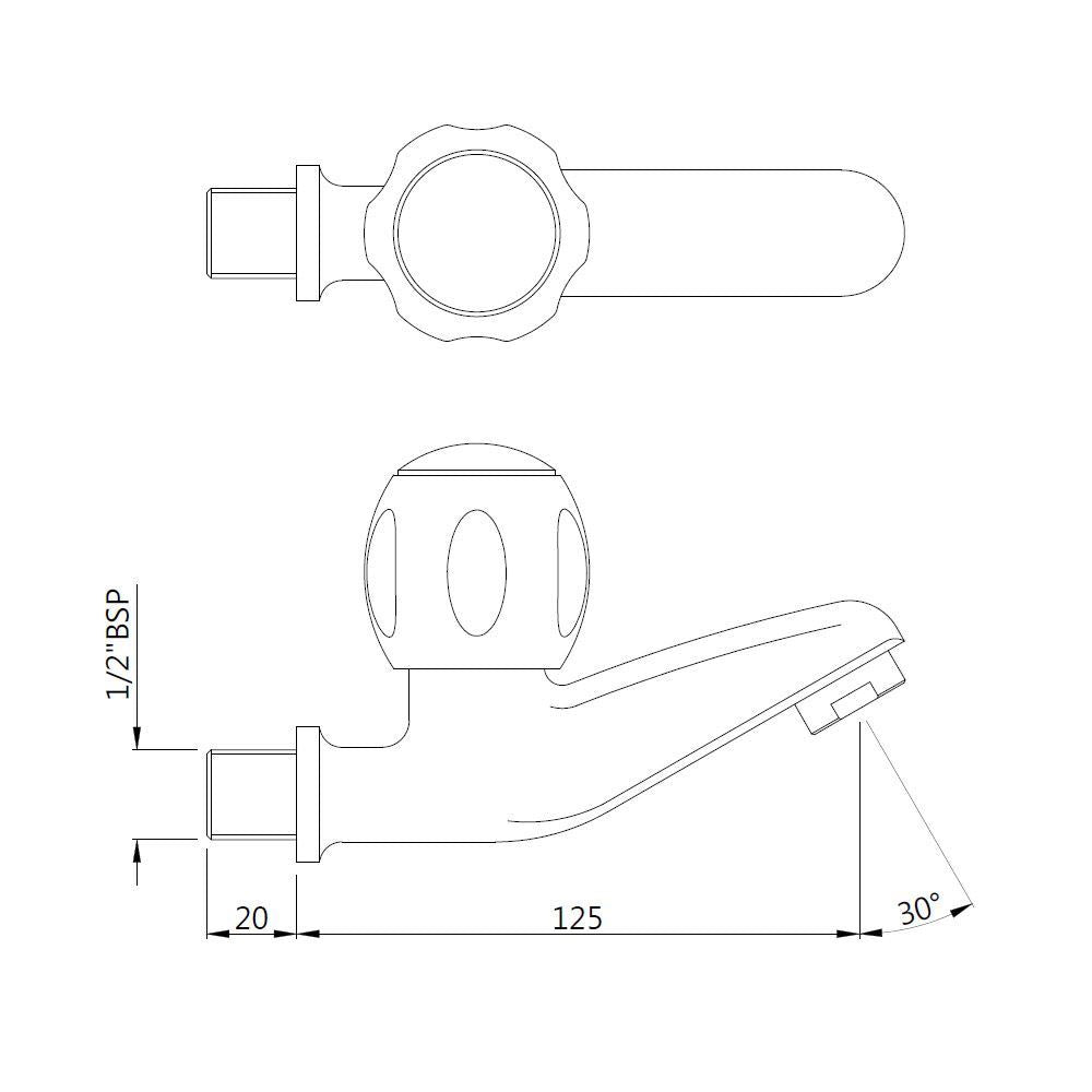 BIB COCK W/O FLANGE - JAQUAR FAUCETS - ( CHROME - CLARION QUARTER TURN - 0x15 mm - 0inchX0.5inch )