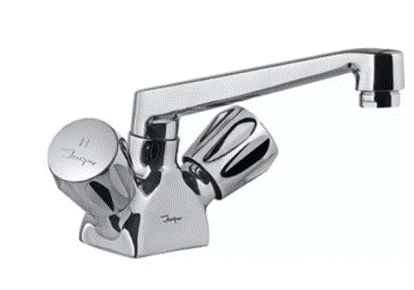 SINK MIXER WITH SWINGING SPOUT (TABLE MOUNTED MODEL)WITH 450MM LONG BRAIDED HOSES - JAQUAR FAUCETS - ( CHROME - CONTINENTAL - 0x15 mm - 0inchX0.5inch )