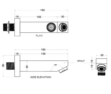 BRASS PLAIN SPOUT - AQUANT - ( BRUSHED GOLD - - 0x0 mm - 0inchx0inch )