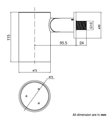 BRASS HYDRO SPOT WALL MOUNTED SHOWER WITH VELVET FLOW - AQUANT - ( GRAPHITE GREY - - 80x0 mm - 3.2inchX0inch )