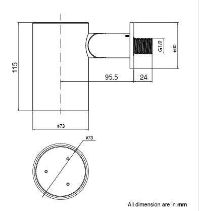 BRASS HYDRO SPOT WALL MOUNTED SHOWER WITH VELVET FLOW - AQUANT - ( CHROME - - 80x0 mm - 3.2inchX0inch )