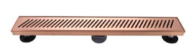 SHOWER CHANNEL DRAIN CENTER OUTLET 24 - AUGA - ( ROSE GOLD - CENTER OUTLET 24 INCH - 610x80 mm - 24.4inchX3.2inch )
