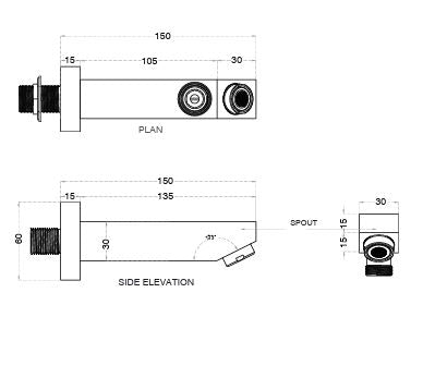 BRASS PLAIN SPOUT - AQUANT - ( BRUSHED ROSE GOLD - - 0x0 mm - 0inchx0inch )