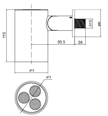 BRASS HYDRO SPOT WALL MOUNTED SHOWER WITH MIST FLOW - AQUANT - ( MATT BLACK - - 80x0 mm - 3.2inchX0inch )