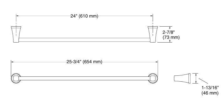COMPLEMENTRY-TOWEL BAR - KOHLER POPULAR - ( POLISHED CHROME - POPULAR - 0x610 mm - 0inchX24inch )