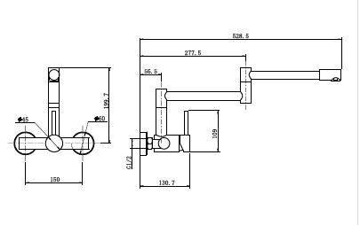 ADJUSTABLE KITCHEN SINK MIXER WALL MOUNTED - AQUANT - ( MATT SS FINISH - KITCHEN FAUCETS - 0x0 mm - 0inchx0inch )