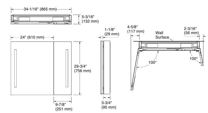 VERDERA TWO DOOR LIGHTED MIRRORED CABINET - KOHLER LUXURY - ( - LUXURY - 762x866 mm - 34.64inchX30.48inch )