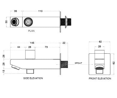 BUTTON SPOUT - AQUANT - ( CHROME - - 0x0 mm - 0inchx0inch )