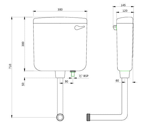 SMART SINGLE FLUSH WALL HUNG CISTERN - ESSCO CISTERN - ( WHITE - - 0x0 mm - 0inchx0inch )