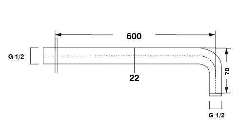 BRASS SHOWER ARM - AQUANT - ( CHROME - - 0x600 mm - 0inchX24inch )