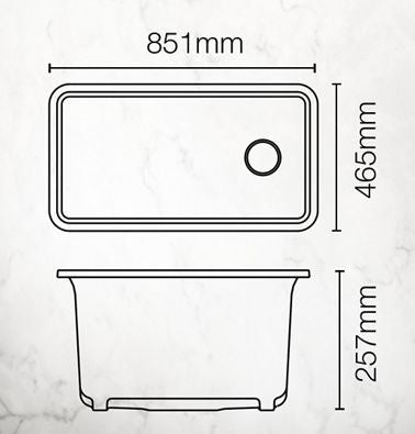 CAIRN NEOROC QUARTZ UNDERMNT SINGLE BASIN SINK W/RACK - KOHLER LUXURY - ( MATTE BLACK - LUXURY - 851x465 mm - 34inchX18.6inch )