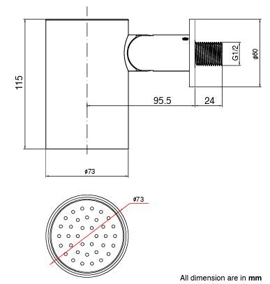 BRASS HYDRO SPOT WALL MOUNTED SHOWER WITH POWDER FLOW - AQUANT - ( ROSE GOLD - - 80x0 mm - 3.2inchX0inch )