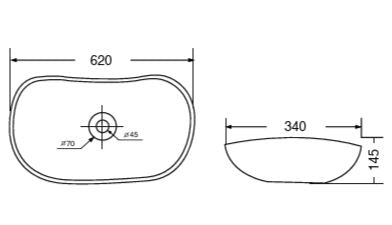 CERAMIC WASH BASIN WITH S/M PRINT - AQUANT - ( STATUARIO MARBLE - - 650x360 mm - 26inchX14.4inch )