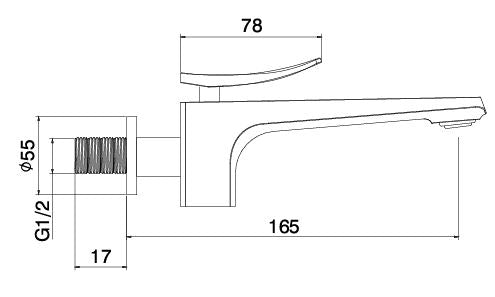 BRASS BIB COCK - AQUANT - ( CHROME - WAVE SERIES - 0x0 mm - 0inchx0inch )