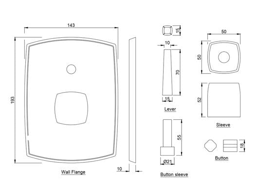 S.L.EXPOSED PARTS DIV KIT BUTTON ON TOP - JAQUAR FAUCETS - ( CHR - ARC - 0x15 mm - 0inchX0.6inch )