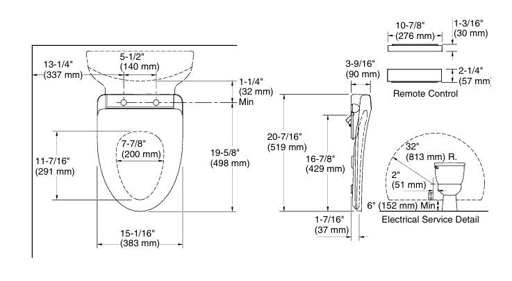 PUREWASH E910 BIDET SEAT COVER - KOHLER LUXURY - ( WHITE - LUXURY - 0x15 mm - 0inchX0.6inch )