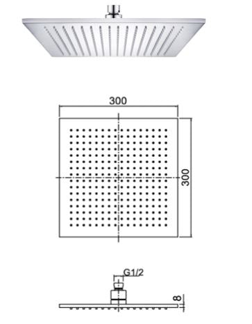 RAIN SHOWER SQUARE - AQUANT - ( BRASS - - 300x300 mm - 12inchX12inch )