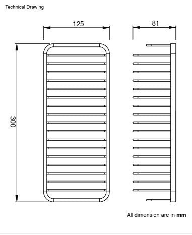 WALL MOUNTED FRONT SHELF - AQUANT - ( CHROME - ACCESSORIES - 300x120x180 mm - 12inchX4.8inchX7.2inch )