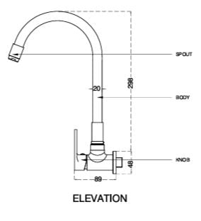 BRASS FLEXIBLE WALL MOUNTED SINK COCK - AQUANT - ( CHROME - - 0x15 mm - 0inchX0.6inch )