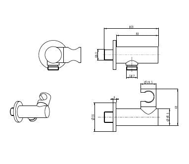 BRASS PLAIN SPOUT WALL OUT LET WITH IN-BUILT SWIVEL HOOK - AQUANT - ( CHROME - - 0x0 mm - 0inchx0inch )