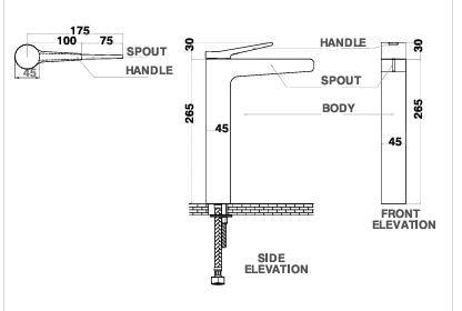 TALL BRASS BASIN MXR W/POP-UP WASTE COUP - AQUANT - ( ROSE GOLD+BLACK - - 0x0 mm - 0inchx0inch )
