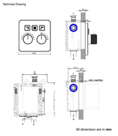 NEO CLASSIC DESIGN HIGH FLOW THERMOSTATIC CLICK SELECT DIVERTER WITH 3 OUTLETS & FLOW CONTROL 20 MM INLET - AQUANT - ( GRAPHITE GREY - REGALIA SERIES - 0x0 mm - 0inchx0inch )