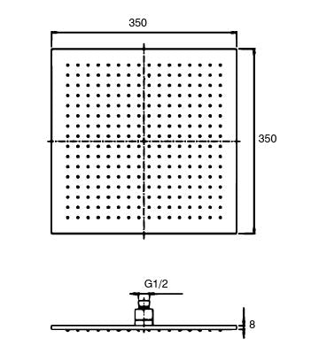 BRASS RAIN HEAD SHOWER WITH POWDER FLOW - AQUANT - ( BRUSHED ROSE GOLD - - 350x350 mm - 14inchX14inch )