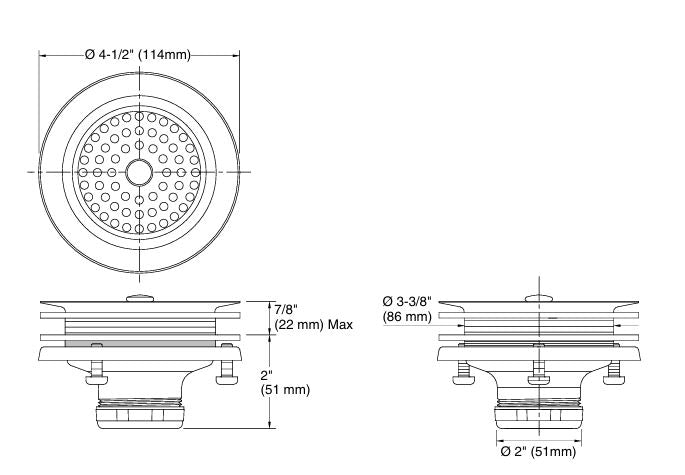DUOSTRAINER SINK DRAIN AND STRAINER BASKET, LESS TAILPIECE - KOHLER LUXURY - ( POLISHED CHROME - LUXURY - 0x0 mm - 0inchx0inch )