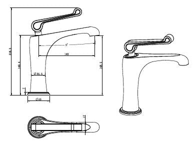 BRASS BASIN MIXER - AQUANT - ( BRUSHED GOLD - HERITAGE - 0x15 mm - 0inchX0.6inch )
