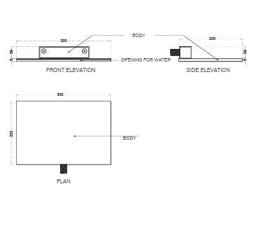 BRASS WATER FALL SHOWER/BATH SPOUT - AQUANT - ( MATT BLACK - - 300x200 mm - 12inchX8inch )
