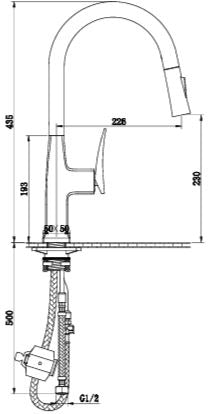 BRASS PULL-OUT TABLE MOUNTED SINK MIXER - AQUANT - ( GRAPHITE GREY - - 0x15 mm - 0inchX0.6inch )