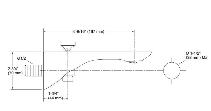 MODERNLIFE EDGE BATH SPOUT WITH DIVERTER - KOHLER LUXURY - ( POLISHED CHROME - LUXURY - 0x0 mm - 0inchx0inch )
