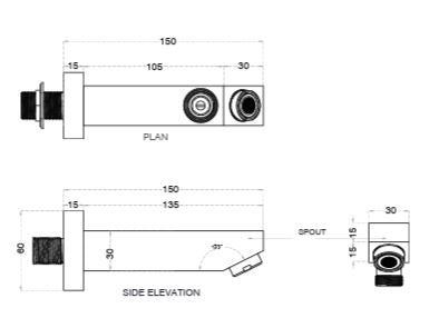 BRASS PLAIN SPOUT - AQUANT - ( MATT BLACK - - 0x0 mm - 0inchx0inch )