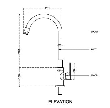BRASS FLEXIBLE TABLE MOUNTED SINK COCK - AQUANT - ( CHROME - - 0x0 mm - 0inchx0inch )