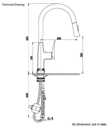 BRASS PULL-OUT TABLE MOUNTED SINK MIXER - AQUANT - ( CHROME - - 0x15 mm - 0inchX0.6inch )