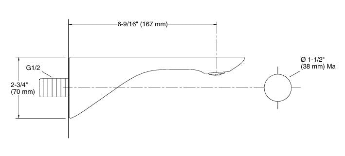 MODERNLIFE EDGE-BATH SPOUT W/O DIVERTER - KOHLER LUXURY - ( BLACK MATT - LUXURY - 0x15 mm - 0inchX0.6inch )