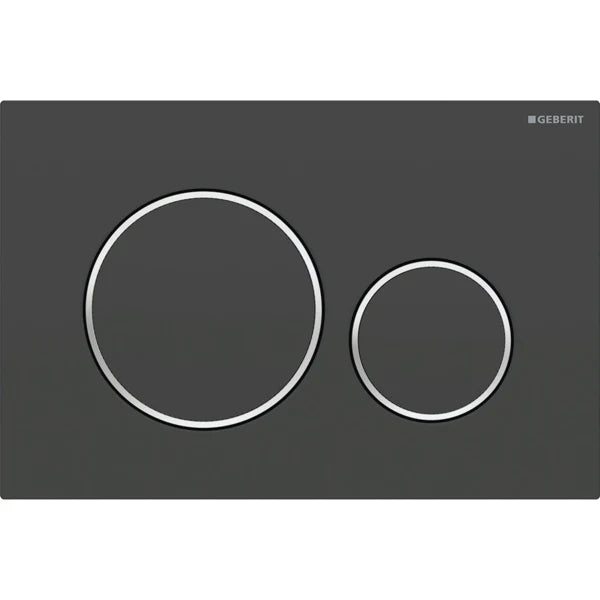 ACTUATOR PLATE SIGMA 20 ROUND - GEBERIT - ( BLACK MATT/BRIGHT CHROME - SIGMA - 600x400 mm - 24inchX16inch )