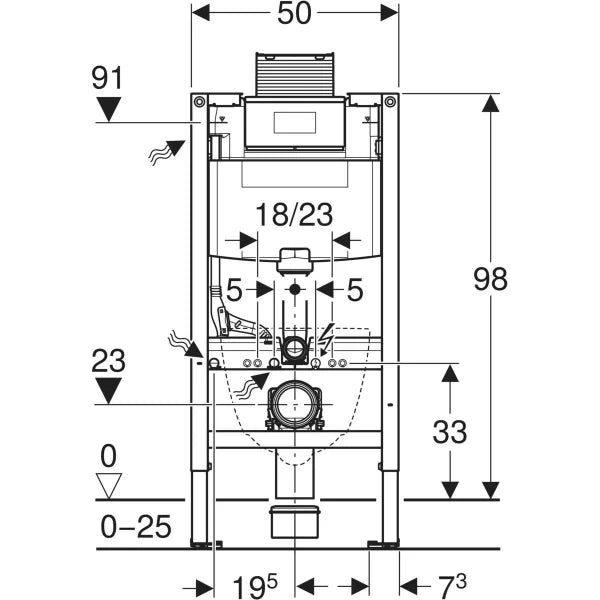 DUOFIX ELEMENT FOR WH WC,98 CM,W/OMEGA CONC. CISTRN 12CM - GEBERIT -  (  - OMEGA - 0x0 mm - 0inchx0inch )