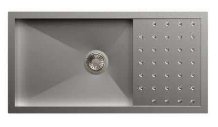 1 BOWL W/DRAINBOARD (DEPTH 8INCH) - CARYSIL -  ( MATT - POLO - 915x460 mm - 36inchX18inch )