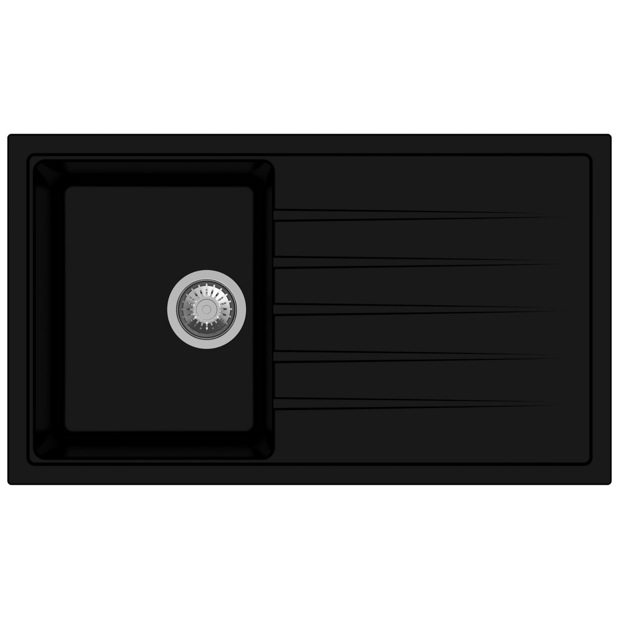 QUARTZ 1.0 BOWL WITH DRAINBOARD(DEPTH 8INCH) - CARYSIL -  ( GRANITE METALLIC NERA - VIVALDI - 860x500 mm - 34inchX20inch )