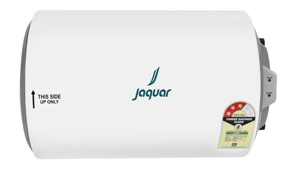 25L MANUAL 2KW 4 ( 4 STAR & LEFT INLET) - JAQUAR GEYSERS -  ( WHITE - ELENA HORIZONTAL - 715x320 mm - 28.5inchX13inch )