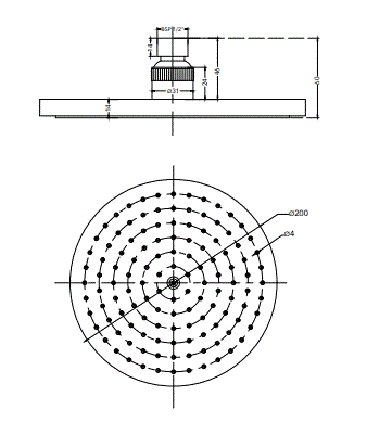 RAIN SHOWER 200 MM -BRASS - HINDWARE FAUCETS - ( POLISHED CHROME - URBAN SHOWERS - 200x200 mm - 7.9inchX7.9inch )